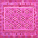 Square Machine Washable Southwestern Pink Country Rug, wshcon2199pnk