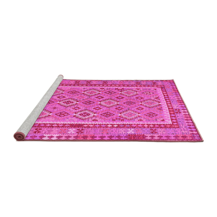 Sideview of Machine Washable Southwestern Pink Country Rug, wshcon2199pnk