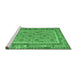 Sideview of Machine Washable Southwestern Emerald Green Country Area Rugs, wshcon2199emgrn