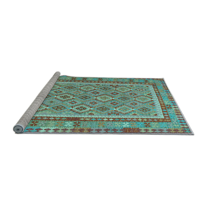 Sideview of Machine Washable Southwestern Light Blue Country Rug, wshcon2199lblu