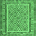 Square Southwestern Emerald Green Country Rug, con2199emgrn