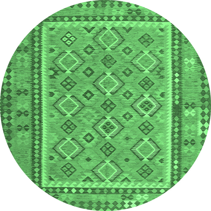 Round Southwestern Emerald Green Country Rug, con2199emgrn