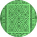 Round Southwestern Emerald Green Country Rug, con2199emgrn