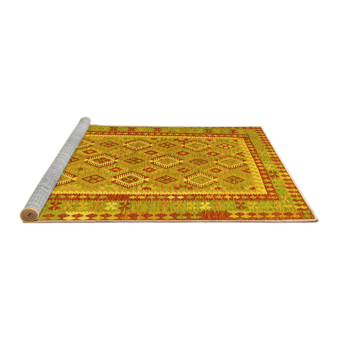 Sideview of Machine Washable Southwestern Yellow Country Rug, wshcon2199yw