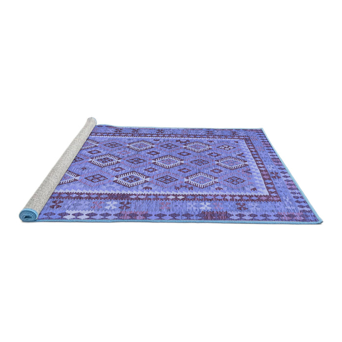 Sideview of Machine Washable Southwestern Blue Country Rug, wshcon2199blu