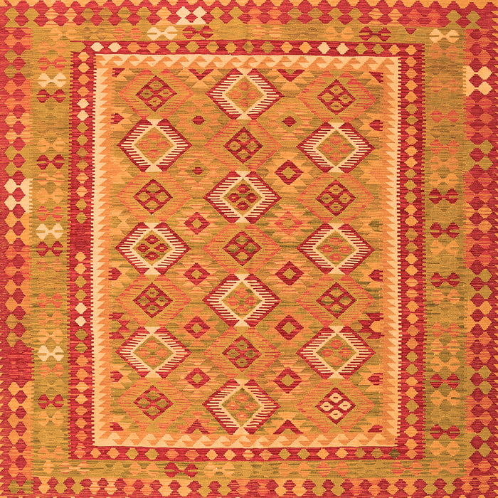 Round Machine Washable Southwestern Orange Country Area Rugs, wshcon2199org