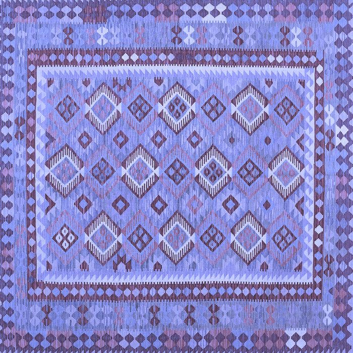 Square Machine Washable Southwestern Blue Country Rug, wshcon2199blu