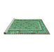 Sideview of Machine Washable Southwestern Turquoise Country Area Rugs, wshcon2199turq