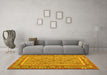 Machine Washable Southwestern Yellow Country Rug in a Living Room, wshcon2199yw