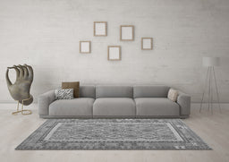 Machine Washable Southwestern Gray Country Rug in a Living Room,, wshcon2199gry