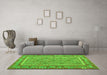 Machine Washable Southwestern Green Country Area Rugs in a Living Room,, wshcon2199grn