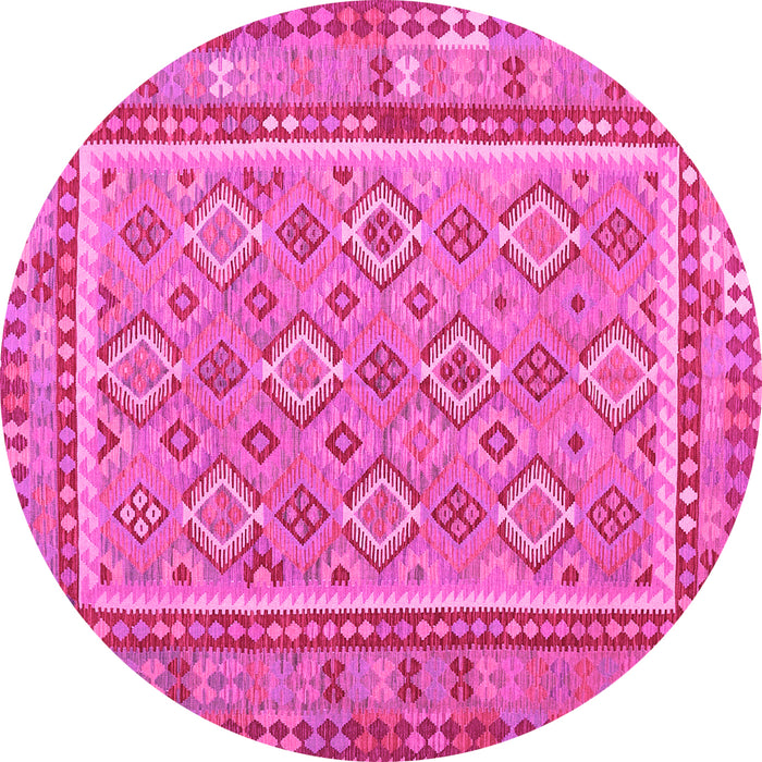 Round Southwestern Pink Country Rug, con2199pnk