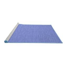 Sideview of Machine Washable Abstract Blue Contemporary Rug, wshcon219blu