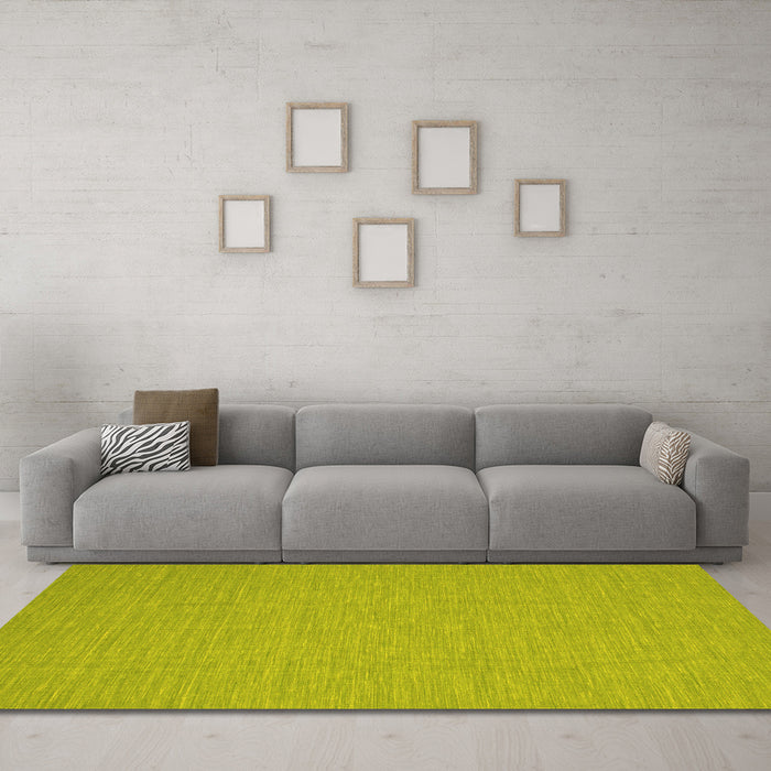 Machine Washable Abstract Yellow Contemporary Rug in a Living Room, wshcon219yw