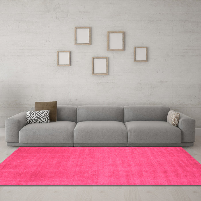 Machine Washable Abstract Pink Contemporary Rug in a Living Room, wshcon21pnk