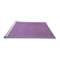 Sideview of Machine Washable Abstract Blue Contemporary Rug, wshcon21blu