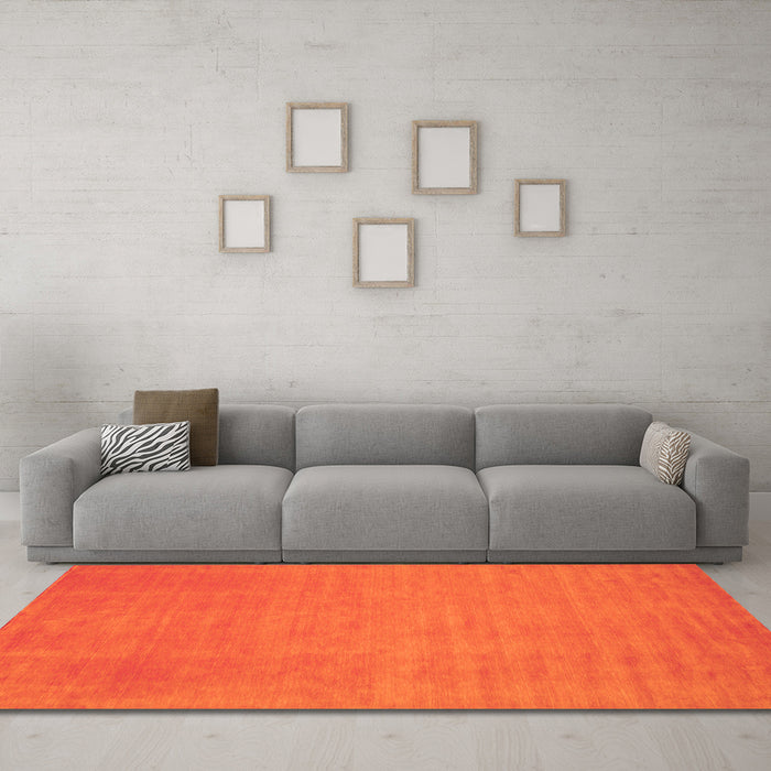 Machine Washable Abstract Orange Contemporary Area Rugs in a Living Room, wshcon21org