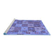 Sideview of Machine Washable Southwestern Blue Country Rug, wshcon2200blu