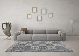 Machine Washable Southwestern Gray Country Rug in a Living Room,, wshcon2200gry