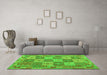 Machine Washable Southwestern Green Country Area Rugs in a Living Room,, wshcon2200grn