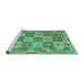 Sideview of Machine Washable Southwestern Turquoise Country Area Rugs, wshcon2200turq