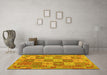 Machine Washable Southwestern Yellow Country Rug in a Living Room, wshcon2200yw