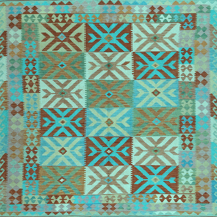 Square Southwestern Light Blue Country Rug, con2200lblu
