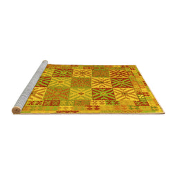 Sideview of Machine Washable Southwestern Yellow Country Rug, wshcon2200yw