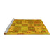 Sideview of Machine Washable Southwestern Yellow Country Rug, wshcon2200yw