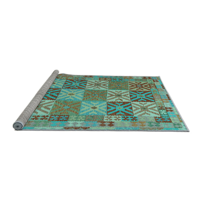 Sideview of Machine Washable Southwestern Light Blue Country Rug, wshcon2200lblu