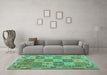 Machine Washable Southwestern Turquoise Country Area Rugs in a Living Room,, wshcon2200turq