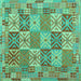 Square Southwestern Turquoise Country Rug, con2200turq