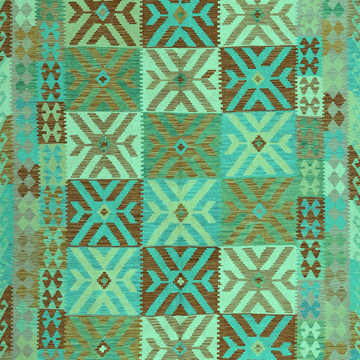 Machine Washable Southwestern Turquoise Country Area Rugs, wshcon2200turq