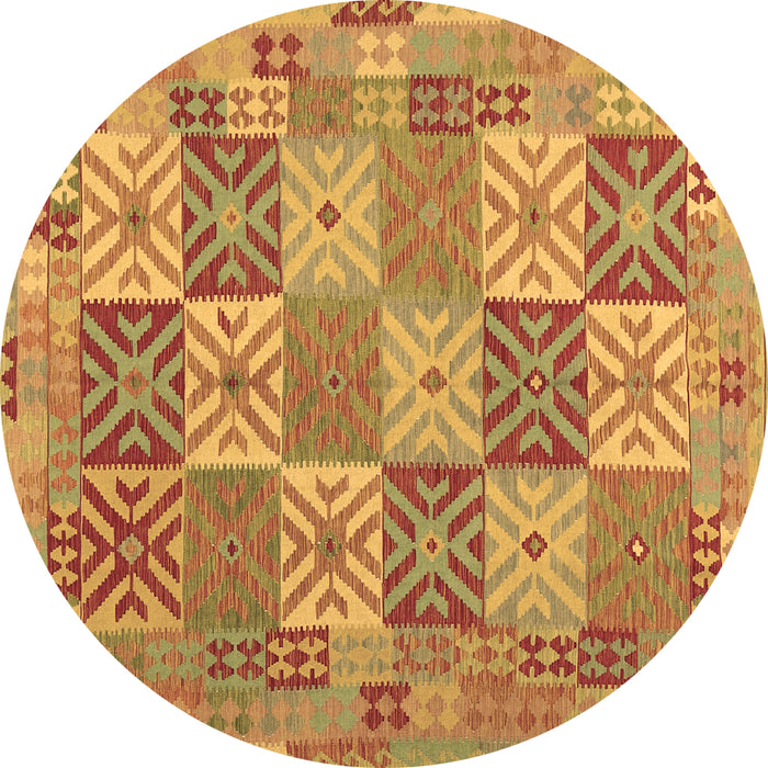 Round Southwestern Brown Country Rug, con2200brn