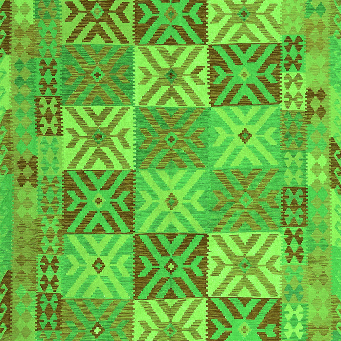 Serging Thickness of Machine Washable Southwestern Green Country Area Rugs, wshcon2200grn