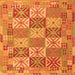 Round Machine Washable Southwestern Orange Country Area Rugs, wshcon2200org