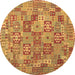 Round Southwestern Brown Country Rug, con2201brn