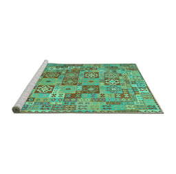 Sideview of Machine Washable Southwestern Turquoise Country Area Rugs, wshcon2201turq