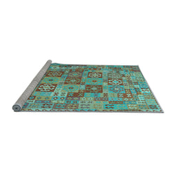 Sideview of Machine Washable Southwestern Light Blue Country Rug, wshcon2201lblu