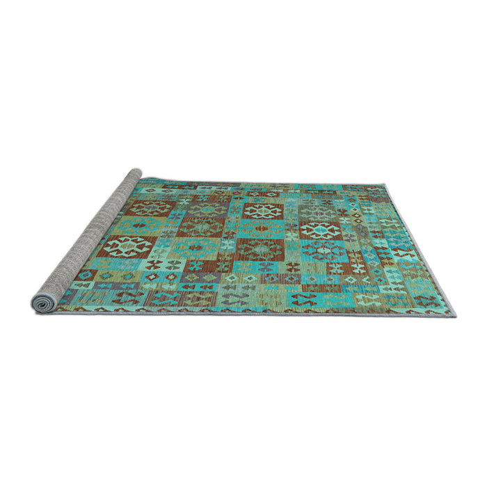 Sideview of Machine Washable Southwestern Light Blue Country Rug, wshcon2201lblu