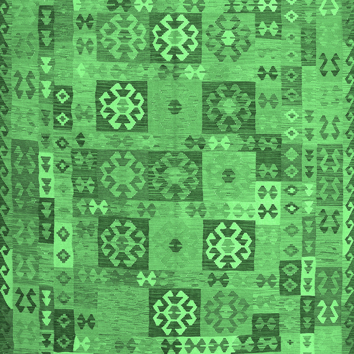 Machine Washable Southwestern Emerald Green Country Area Rugs, wshcon2201emgrn
