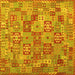 Square Machine Washable Southwestern Yellow Country Rug, wshcon2201yw