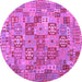 Round Machine Washable Southwestern Purple Country Area Rugs, wshcon2201pur