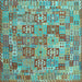 Square Southwestern Light Blue Country Rug, con2201lblu