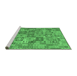 Sideview of Machine Washable Southwestern Emerald Green Country Area Rugs, wshcon2201emgrn