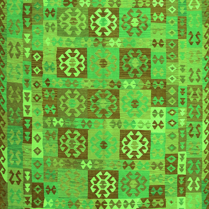 Serging Thickness of Machine Washable Southwestern Green Country Area Rugs, wshcon2201grn