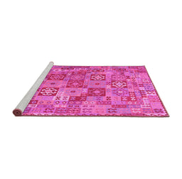 Sideview of Machine Washable Southwestern Pink Country Rug, wshcon2201pnk