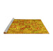 Sideview of Machine Washable Southwestern Yellow Country Rug, wshcon2201yw