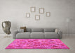 Machine Washable Southwestern Pink Country Rug in a Living Room, wshcon2201pnk