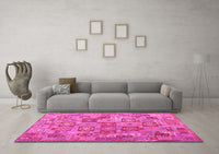 Machine Washable Southwestern Pink Country Rug, wshcon2201pnk